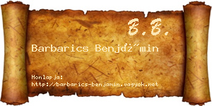 Barbarics Benjámin névjegykártya