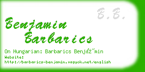 benjamin barbarics business card